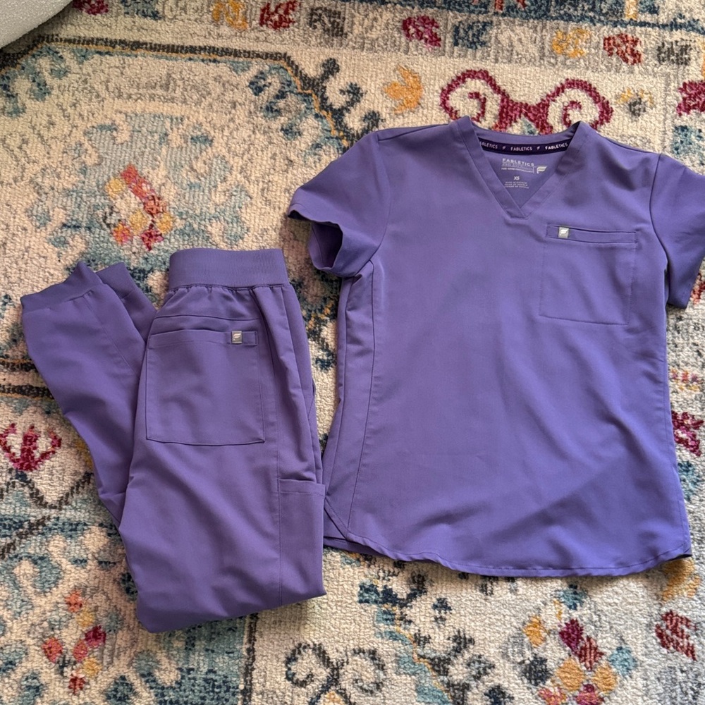 Fabletics Purple V-Neck Scrub set